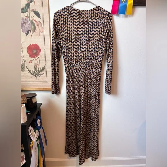 Boden Navy and Brown Floral Maxi Dress, Size 6 - Picture 7 of 12